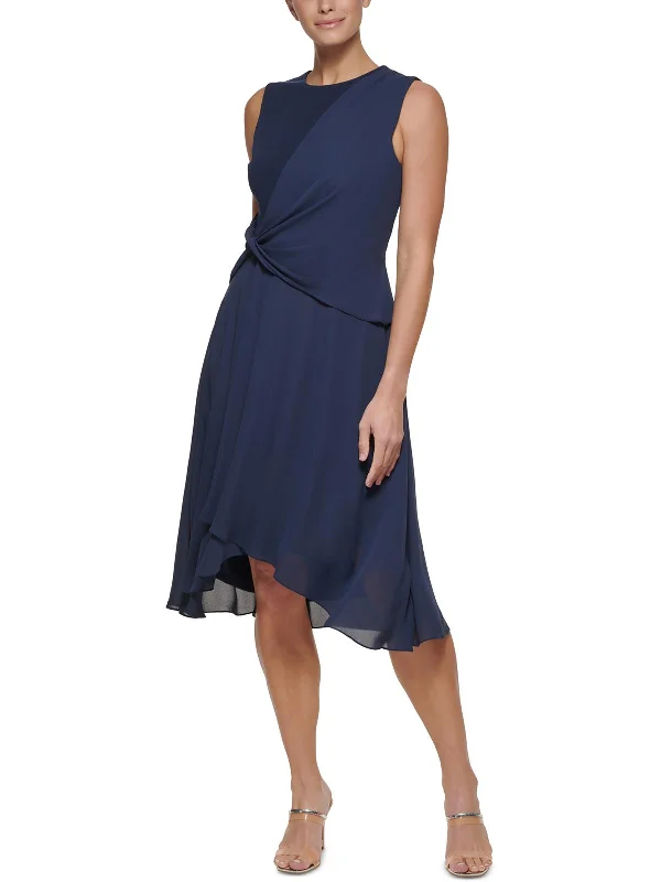 Midi dress with chic design-Womens Draped Sleeveless Midi Dress