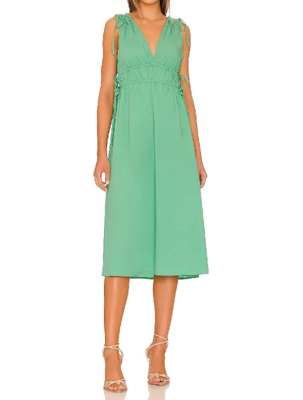 Midi dress with drawstring waist-Constantine Midi Dress in Kelly Green