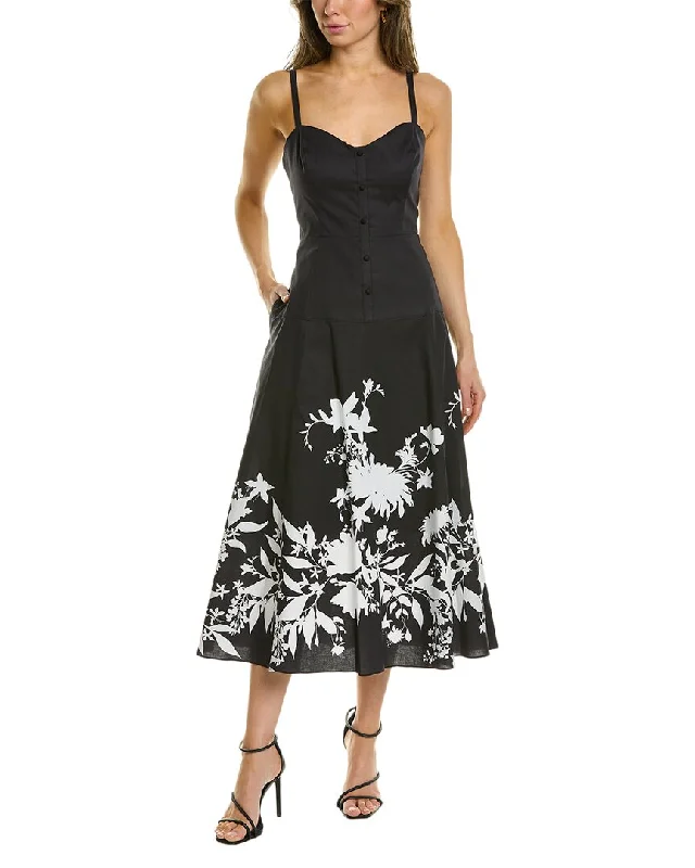 Midi dress with one shoulder-Marchesa Notte Floral Midi Dress