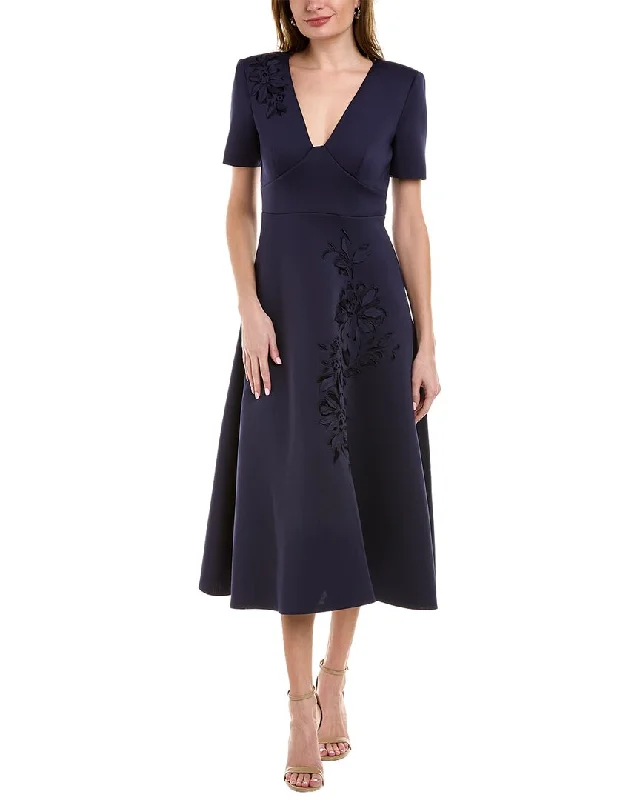 Midi dress with shimmer fabric-Badgley Mischka Fit-And-Flare Midi Dress