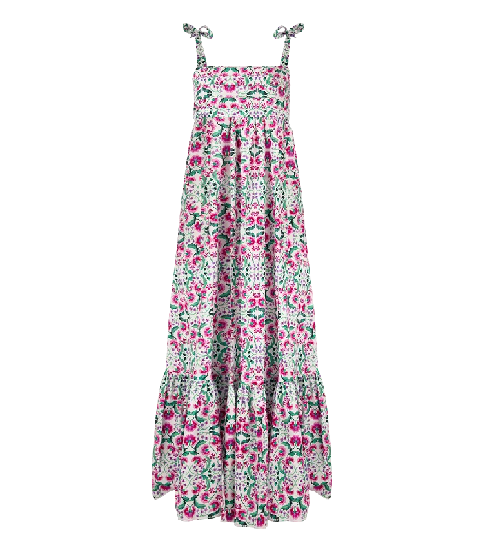 Maxi dress with zigzag pattern-Serafina Long Dress Spring Fuchsia Mix