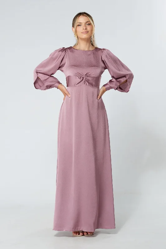 Maxi dress with tiered layers-Lila Knotted Front Lilac Maxi Dress