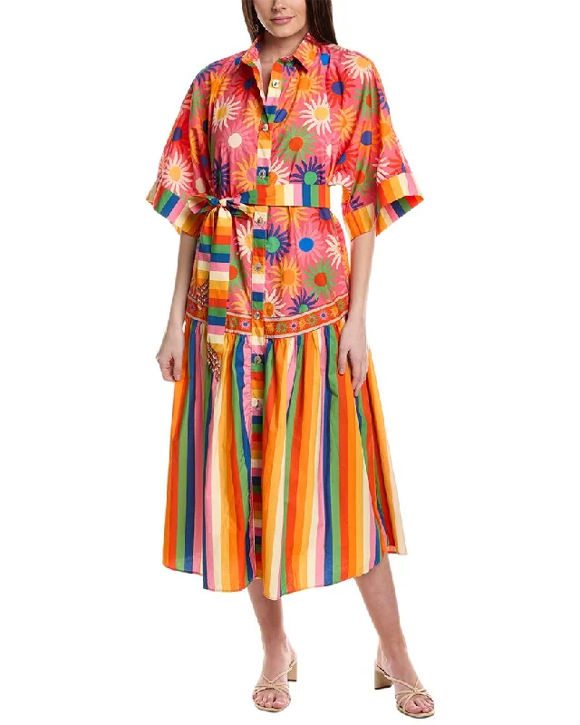 Casual midi dress for work-FARM Rio Graphic Macaws Mixed Midi Dress