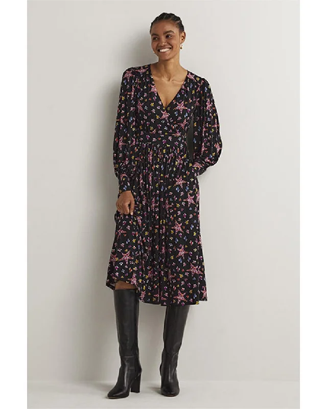 Elegant black midi dress-Boden Fixed Wrap Jersey Midi Dress