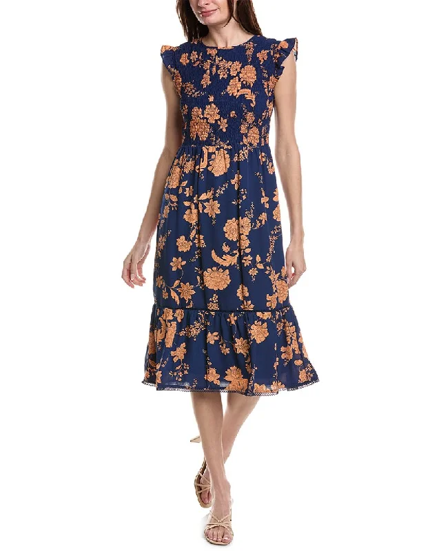 Midi dress with velvet texture-Nanette Nanette Lepore Printed Crepe Chiffon Midi Dress