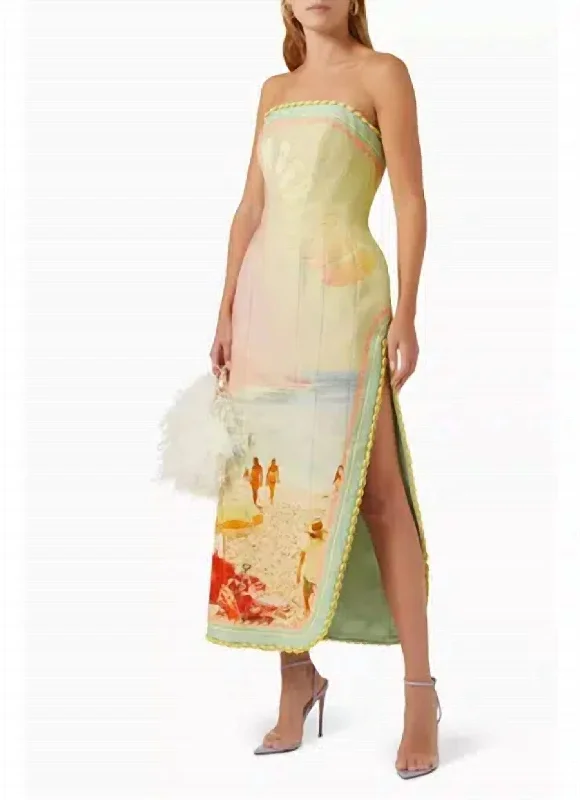 Midi dress with pleated skirt-Coaster Midi In Poster Print