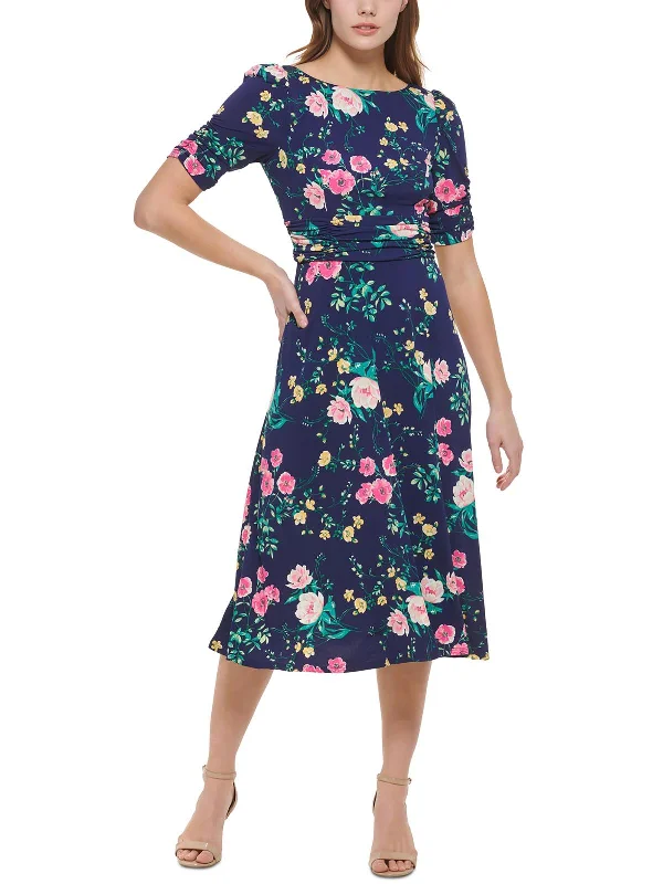 Midi dress with retro style-Womens Party Midi Fit & Flare Dress