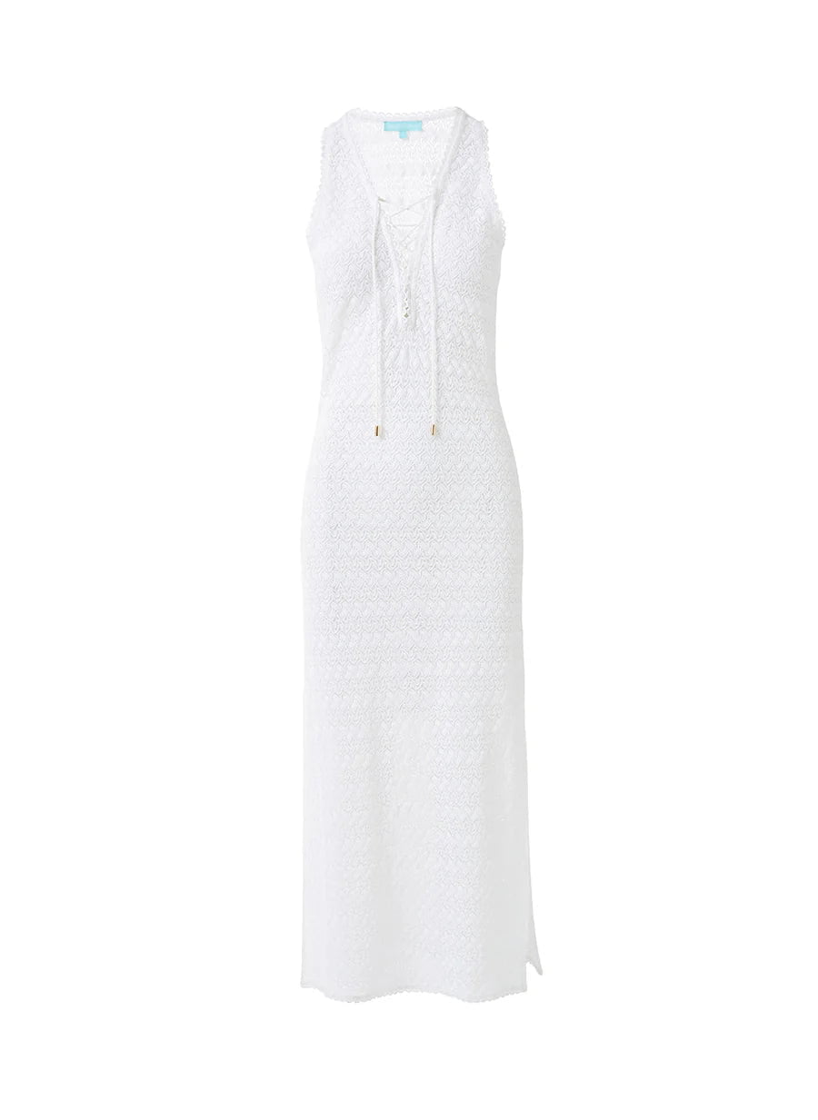 Maxi dress with bow accents-Maddie Crochet Long Dress White