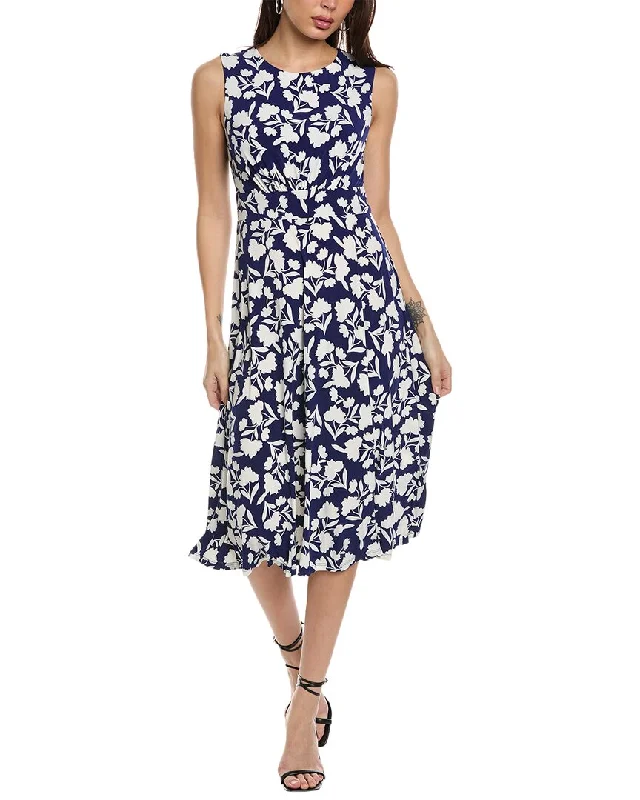 Midi dress with wild prints-London Times Inset Waist Midi Dress