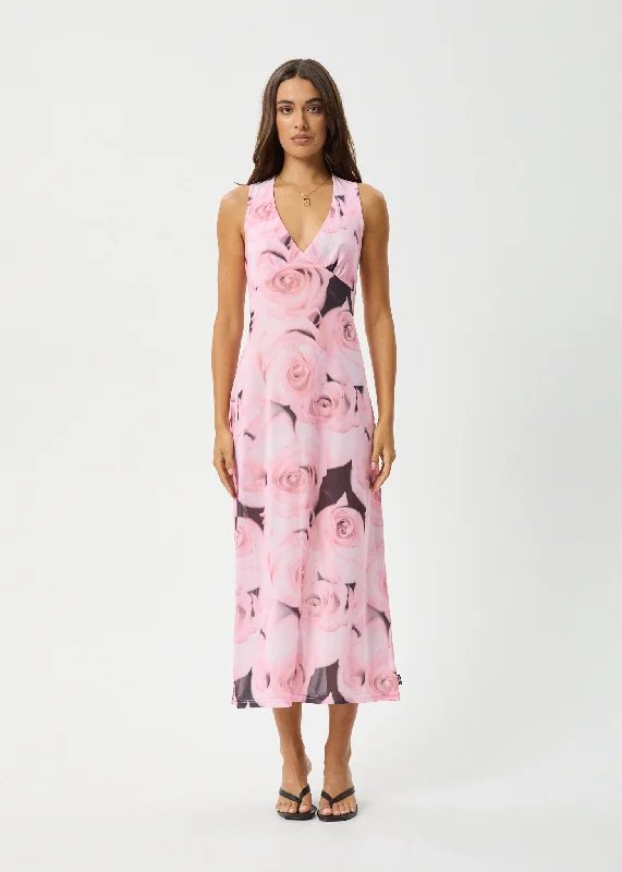 Maxi dress with voluminous sleeves-AFENDS Womens Marinette - Sheer Maxi Dress - Rose