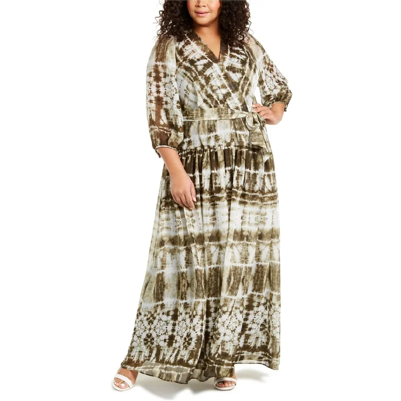 Maxi dress with drawstring waist-Calvin Klein Womens TieDye Maxi Dress, Green, 22W