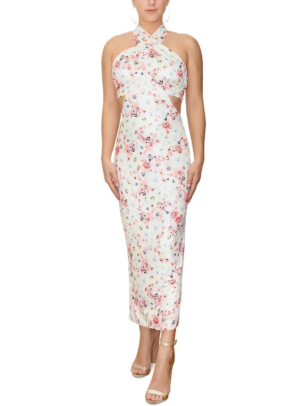 Midi dress with casual comfort-Zahara Womens Printed Cut-Out Midi Dress