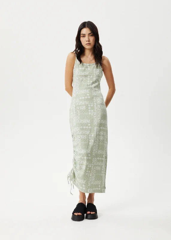 Maxi dress with ruffled hem-AFENDS Womens Paisley Muse - Maxi Dress - Eucalyptus