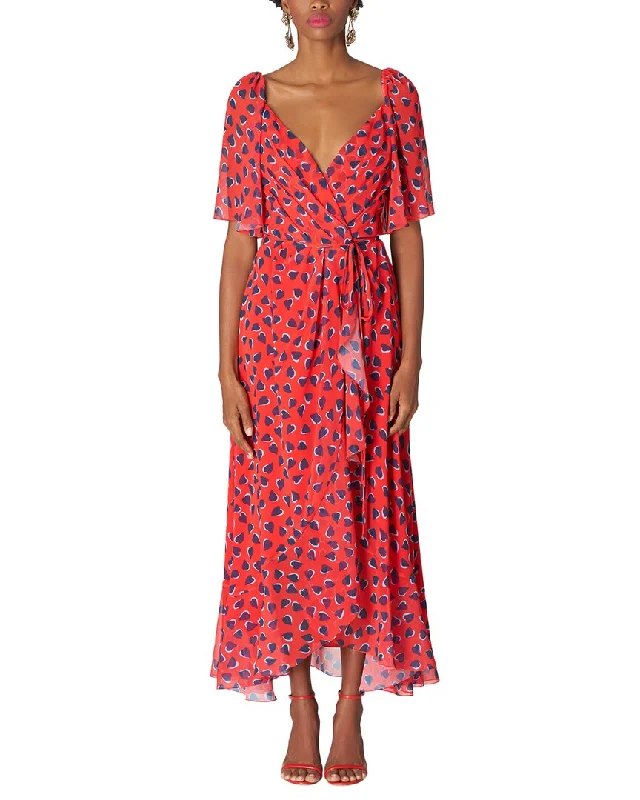 Midi dress with bow accents-Carolina Herrera Flutter Sleeve Wrap Midi Dress