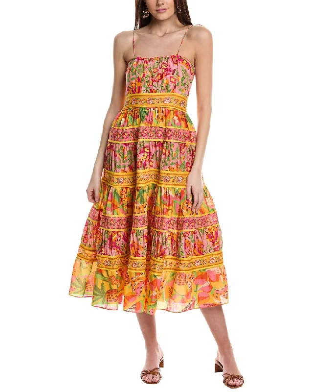 Midi dress with smocked bodice-FARM Rio Mixed Fruits Paradise Midi Dress