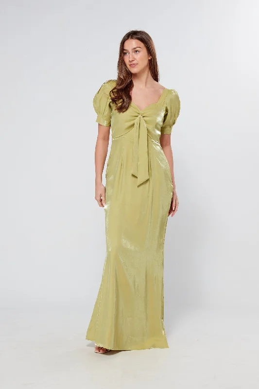 Maxi dress with retro flair-Messika Pistachio Shimmery Maxi Dress