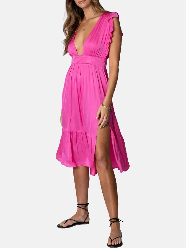 Midi dress with retro flair-The Jessie Midi Dress In Rose