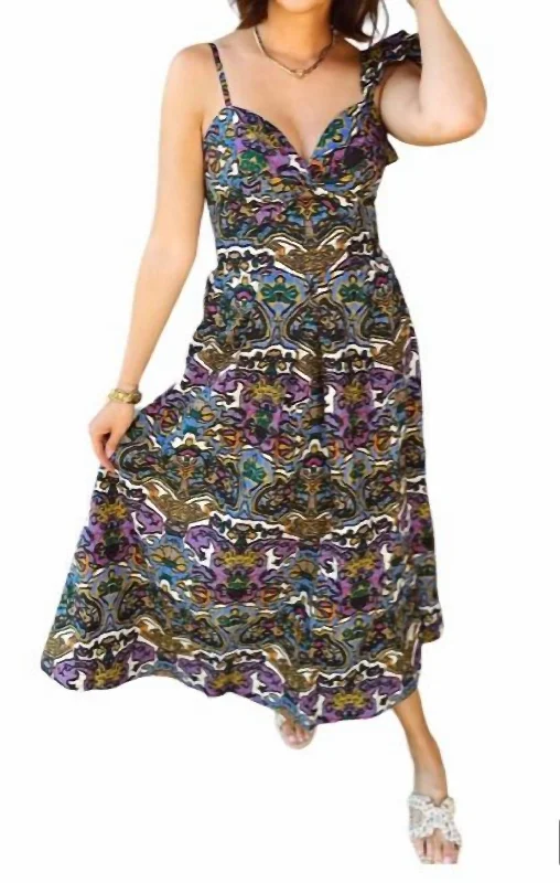 Midi dress with retro flair-Solana Midi Dress In Mosaic