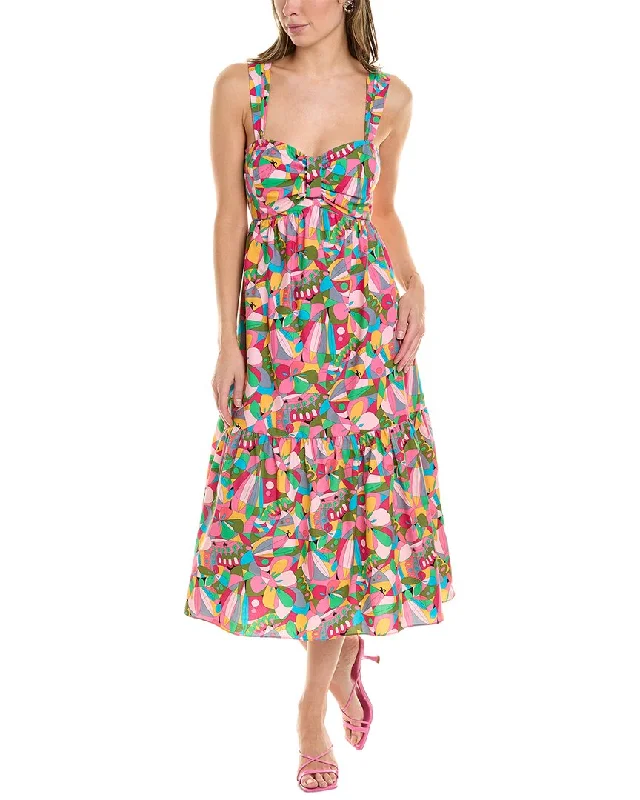 Midi dress with draped bodice-Flora Bea NYC Zander Midi Dress