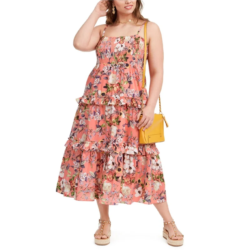 Maxi dress for summer-I-N-C Womens Sleeveless Floral Smocked Maxi Dress