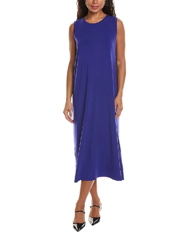 Midi dress with cool tones-EILEEN FISHER Crewneck Midi Dress