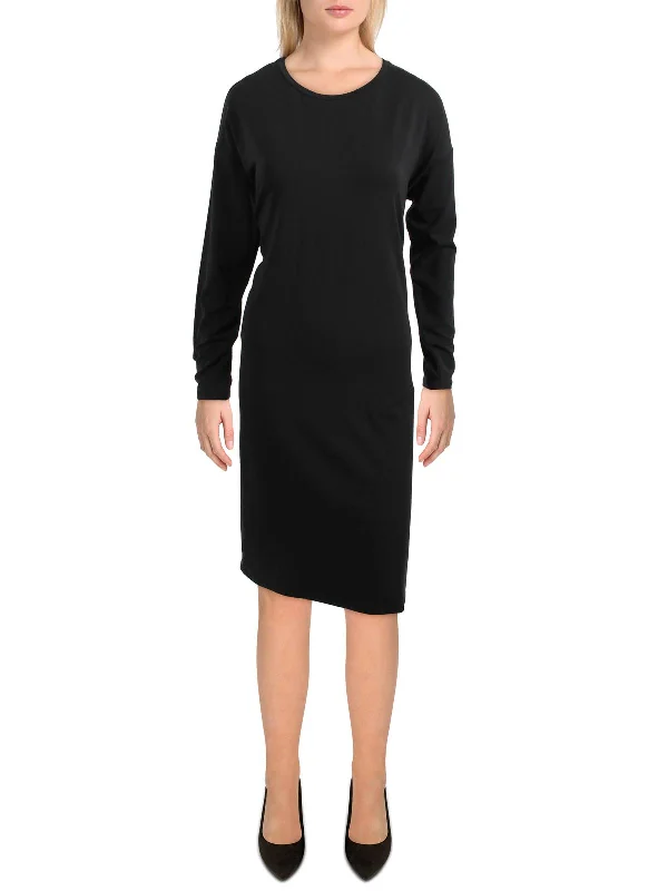 Midi dress with mesh insert-Womens Tencel Boxy Midi Dress