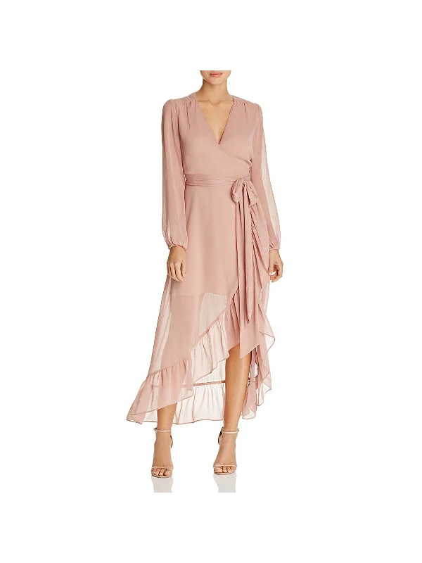 Midi dress with retro vibe-Only You Womens Midi Ruffle Wrap Dress