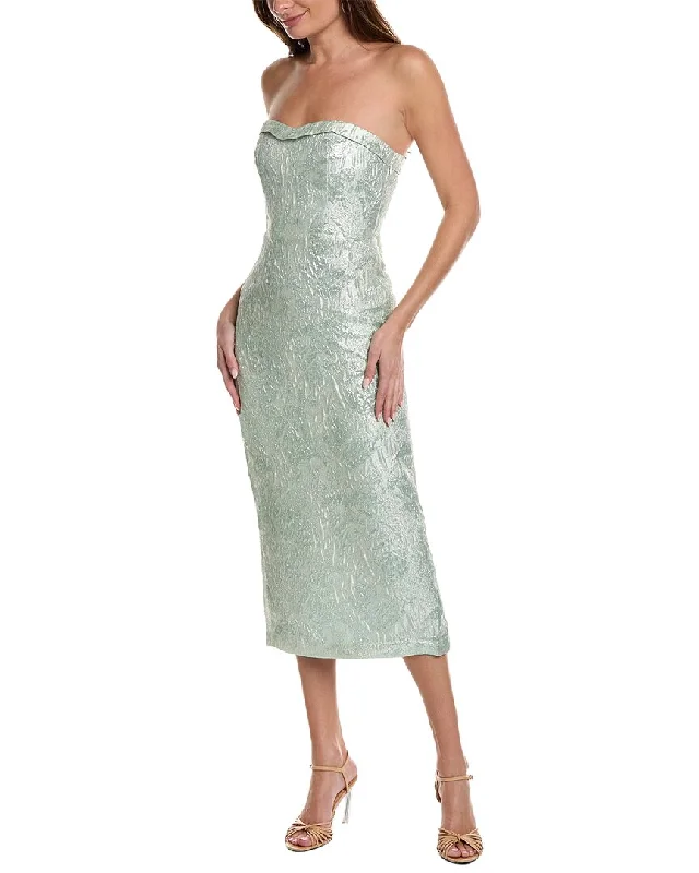 Midi dress with ruched sides-ML Monique Lhuillier Strapless Midi Dress