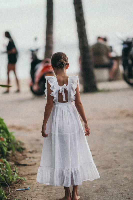 Maxi dress with tulip hem-Petal Maxi Dress White