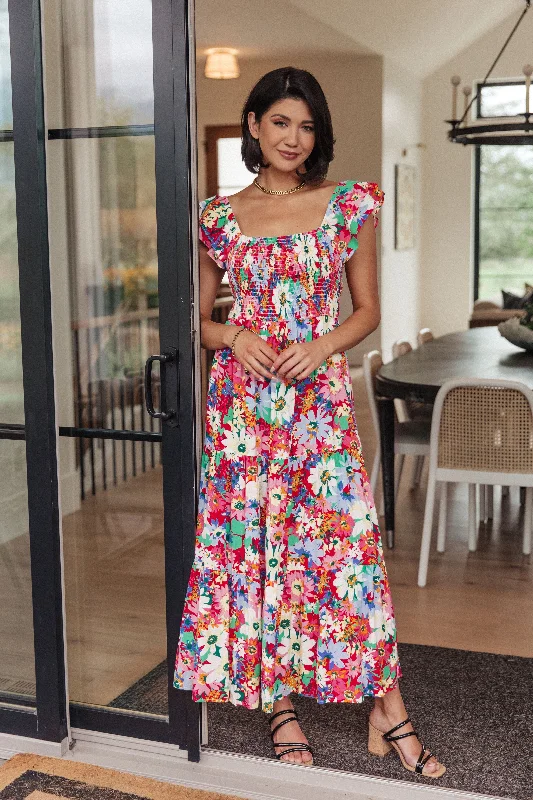 Maxi dress with wild prints-Walk in the Flowers Maxi Dress