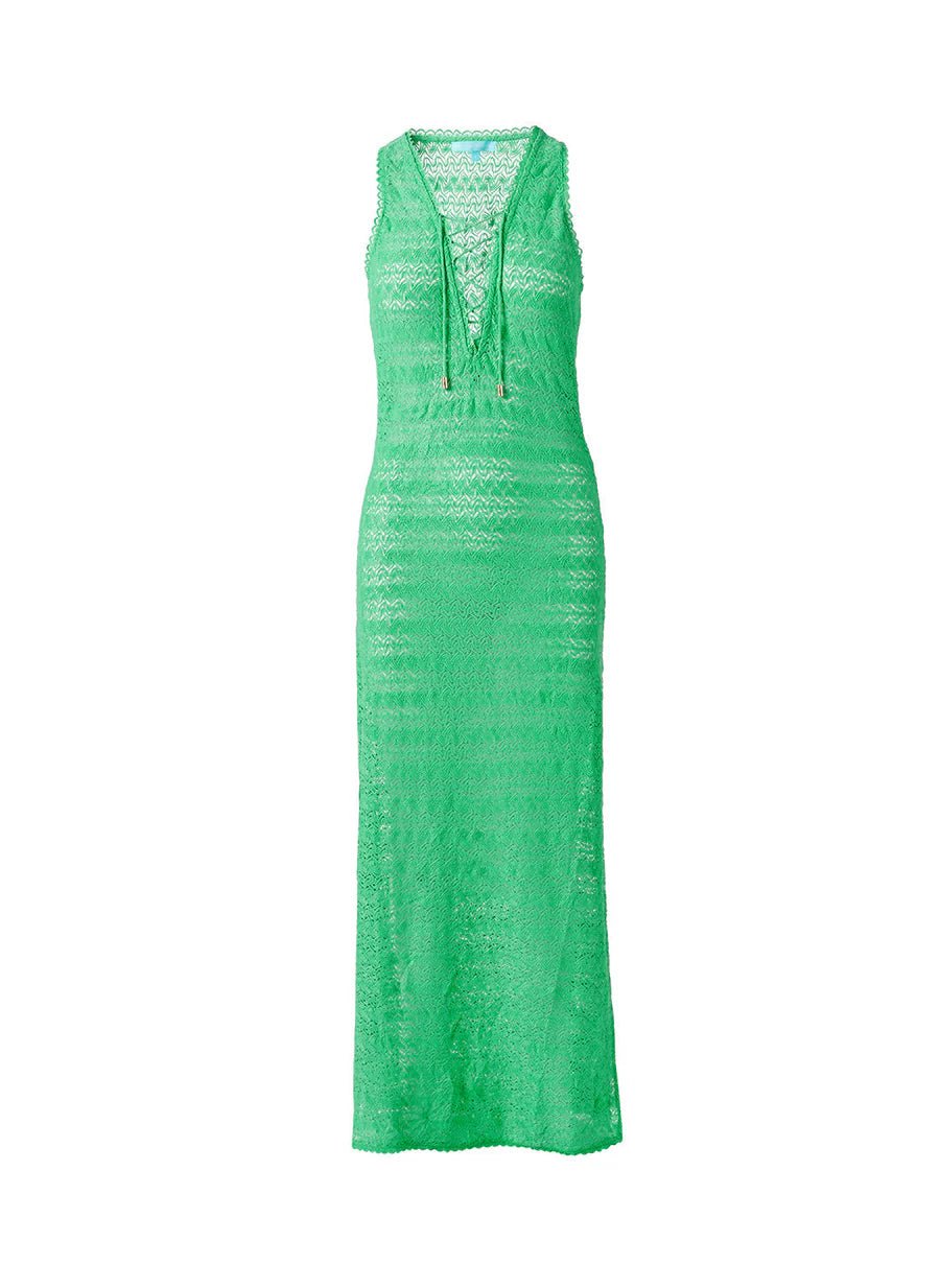 Maxi dress with bell sleeves-Maddie Crochet Long Dress Green