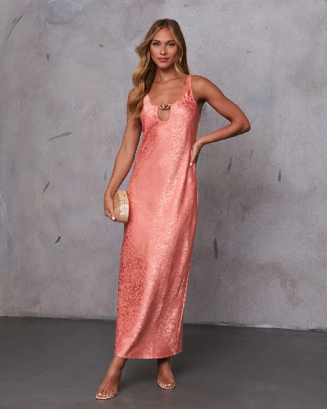 Maxi dress with wrap style-Fallen Romance Jacquard Slip Maxi Dress