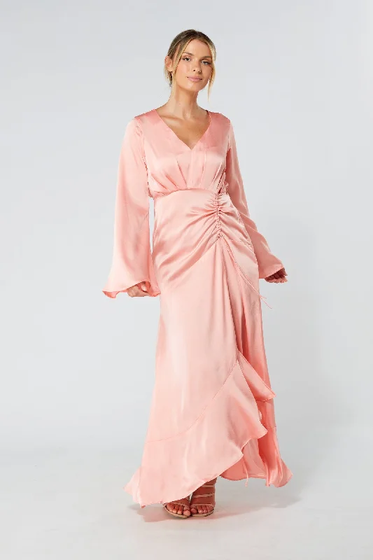 Casual maxi dress for work-Lucia Blush Kimono Style Maxi Dress