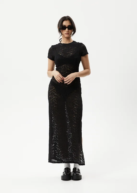 Maxi dress with zen vibes-AFENDS Womens Poet - Lace Maxi Dress - Black