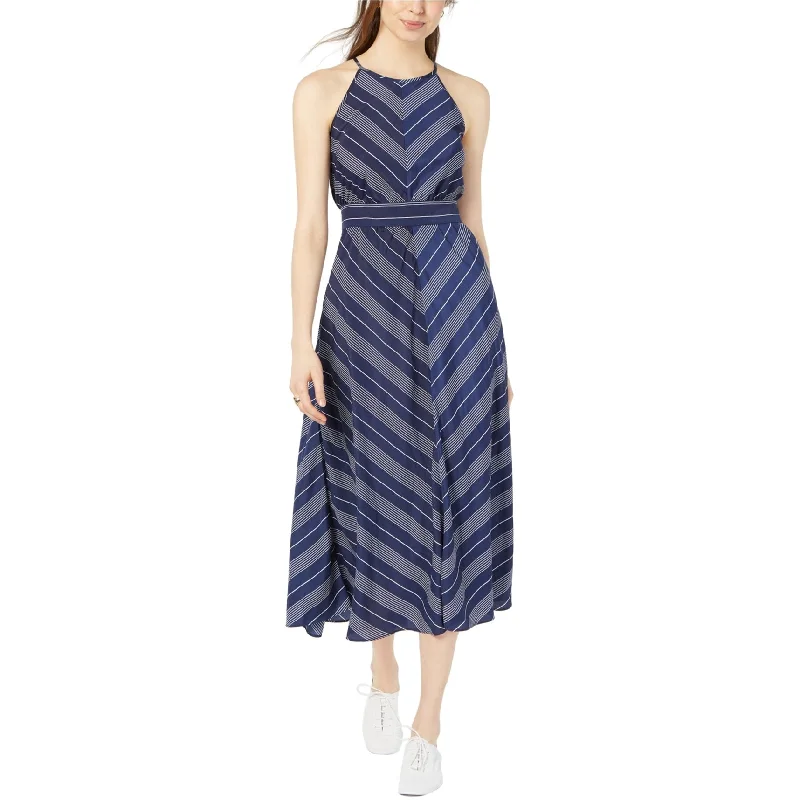 Maxi dress with trumpet sleeves-maison Jules Womens Chevron Maxi Dress, Blue, 12