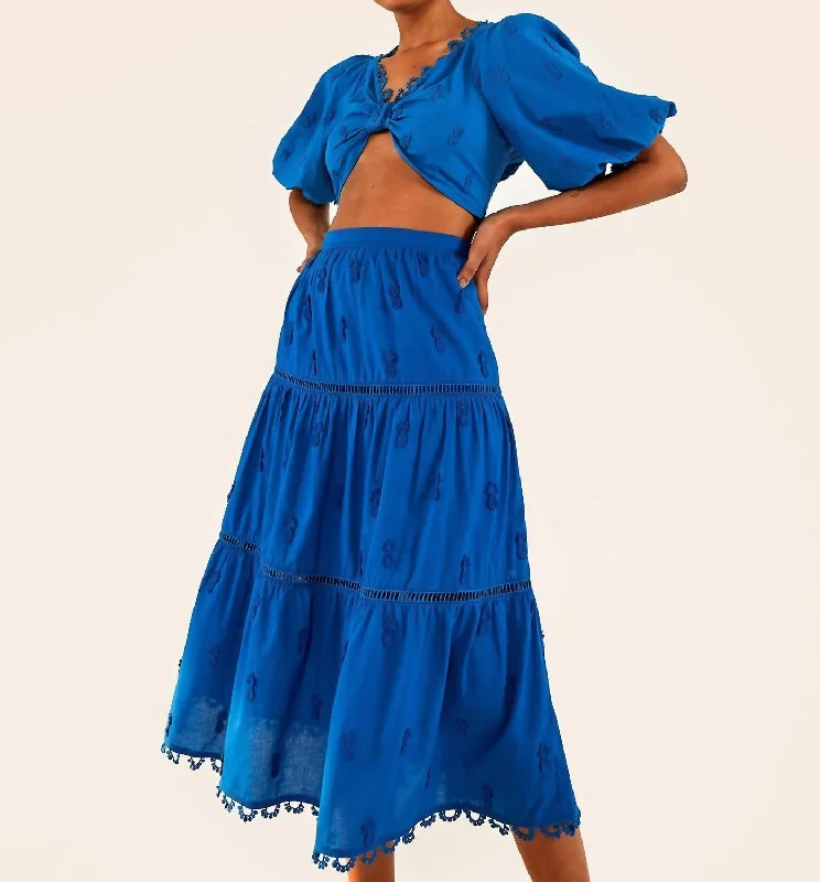 Midi dress with frilly details-3D Pineapple Midi Skirt in Blue