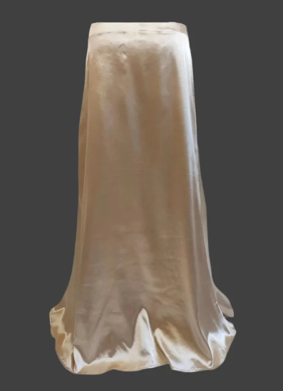 Maxi dress with puffball skirt-Elisa Cream Satin Maxi Skirt