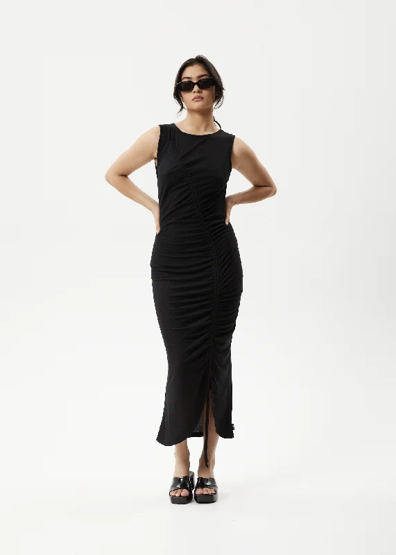 Maxi dress with retro vibe-AFENDS Womens Mirage Bamboo - Sheer Maxi Dress - Black