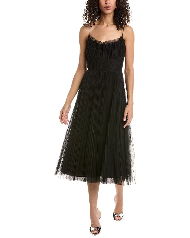 Midi dress with ruffled hem-ML Monique Lhuillier Tulle Midi Dress