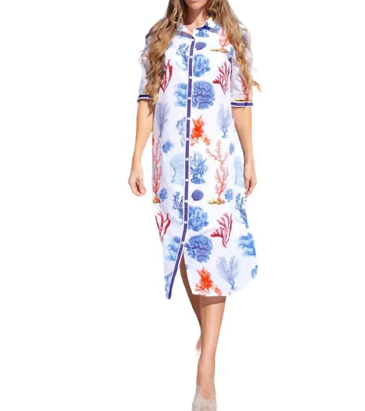 Midi dress with funky flair-Ibiza Midi Dress In Blue Coral