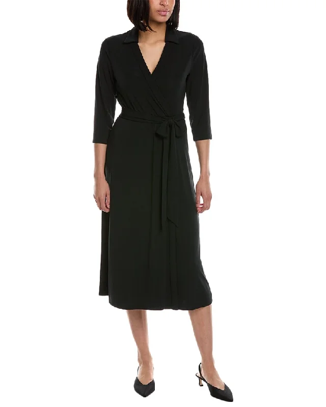 Elegant black midi dress-Anne Klein Wrap Midi Dress