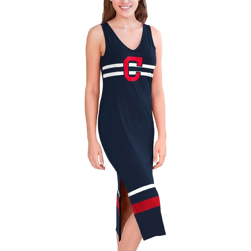 Maxi dress with shimmer effect-G-III Sports Womens Cleveland Indians Maxi Dress, Blue, Small