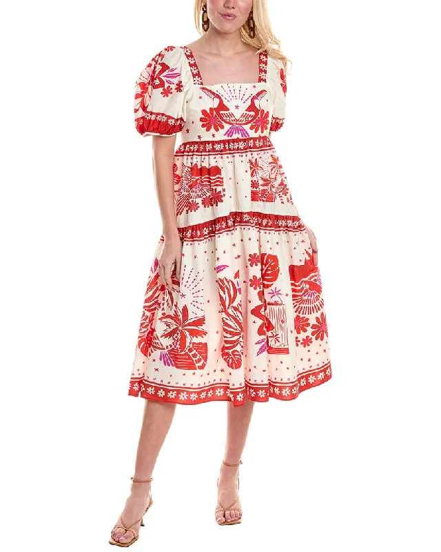 Midi dress with modern design-FARM Rio Rio Tiles Midi Dress