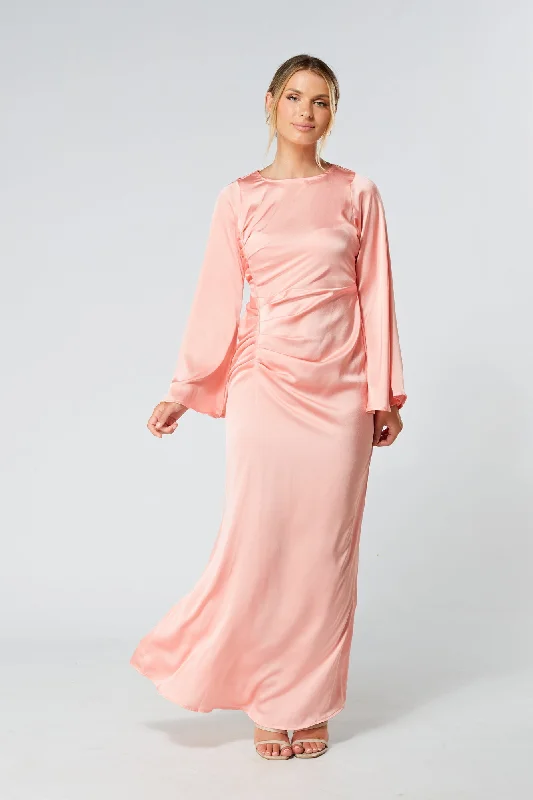 Maxi dress with tulip hem-Malika Blush Maxi Dress