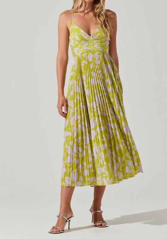 Midi dress with layered ruffles-Blythe Floral Midi Dress In Yellow