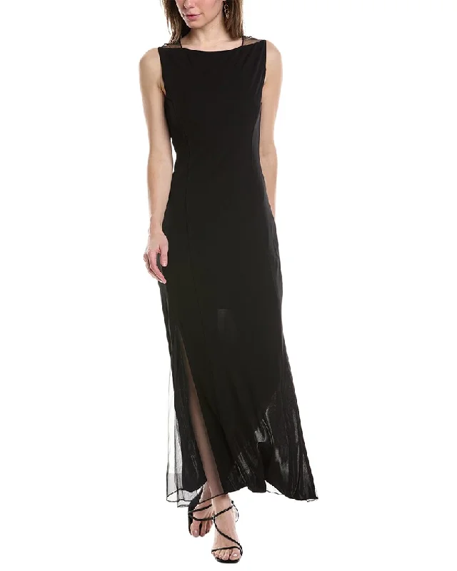 Midi dress with animal motifs-Helmut Lang Sheer Insert Midi Dress