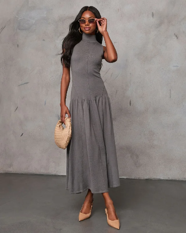 Maxi dress with ruched sides-Anything For You Drop Waist Maxi Dress