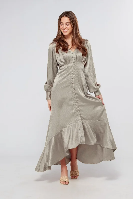 Maxi dress with formal elegance-Charlize Grey Maxi Dress