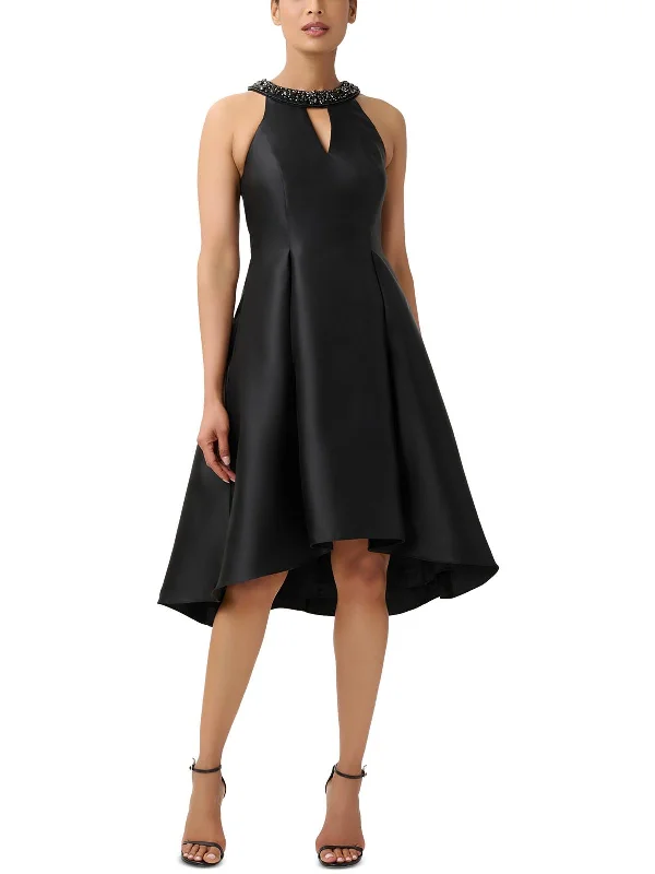 Midi dress with wrap style-Mikado Womens Cocktail Midi Fit & Flare Dress