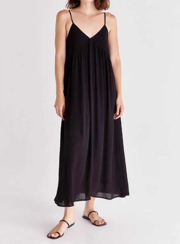 Midi dress with draped bodice-Atlas Midi Dress in Black